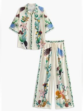 Commense Floral Print Pants Set Size XS NWT